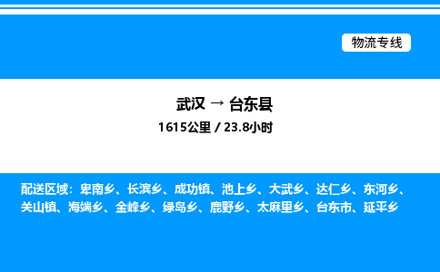 武漢到臺東縣物流專線-武漢至臺東縣貨運(yùn)公司